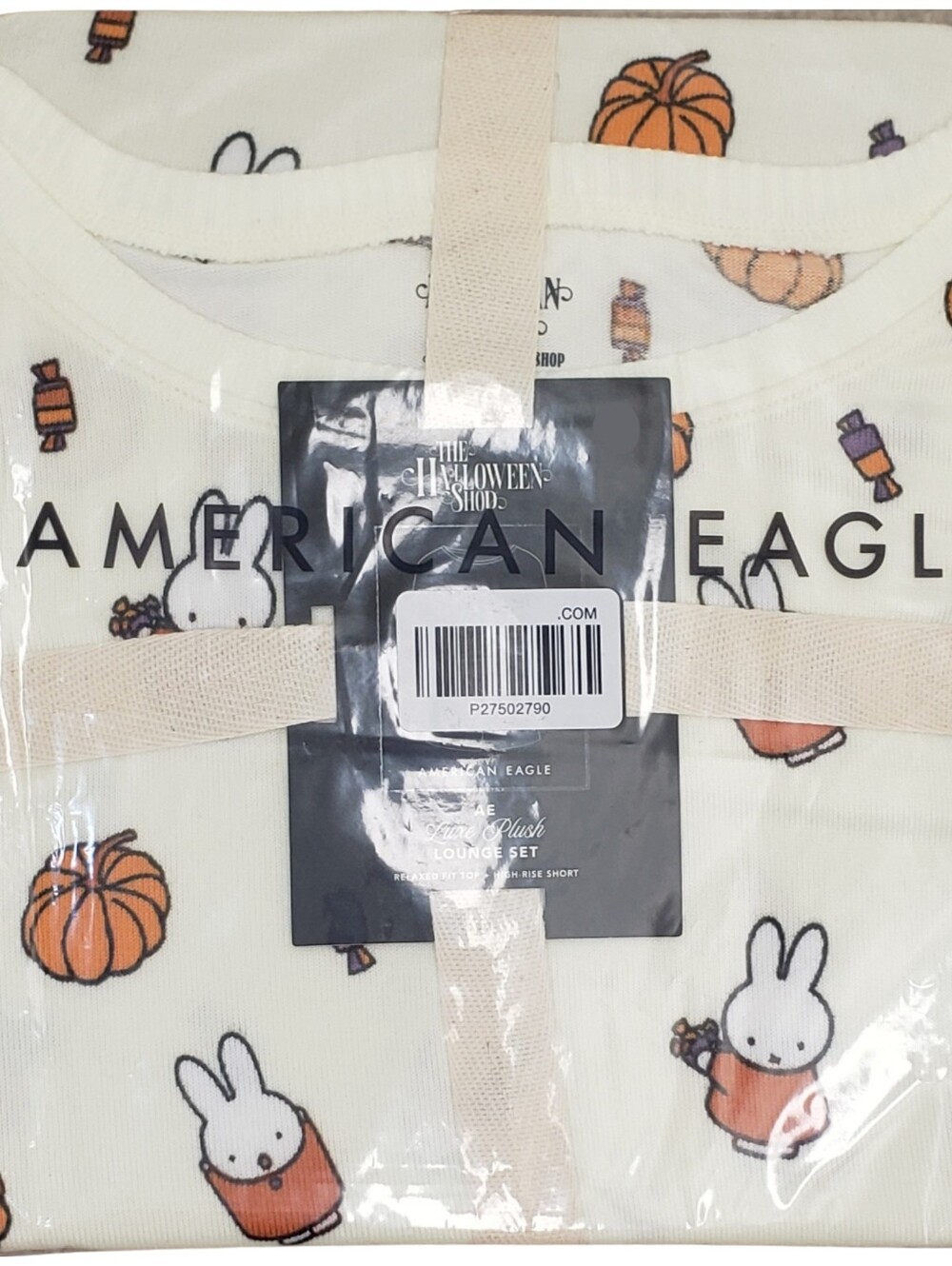 AMERICAN EAGLE Luxe Plush Lounge Set Top & Shorts Miffy Fall Pumpkin Bunny NWT